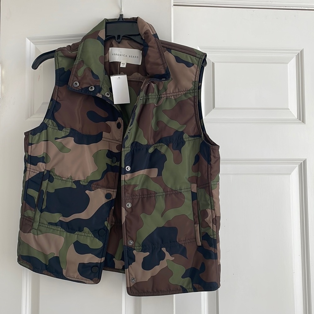 Veronica Beard Camo Print Puffer Vest